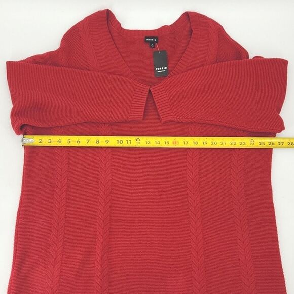 Torrid Cable Knit Sweater Tunic Womens Size 4X Red Fall Winter Preppy Christmas - Picture 6 of 8